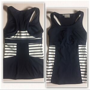 ATHLETA Navy/White Striped Racerback Bra In Tank